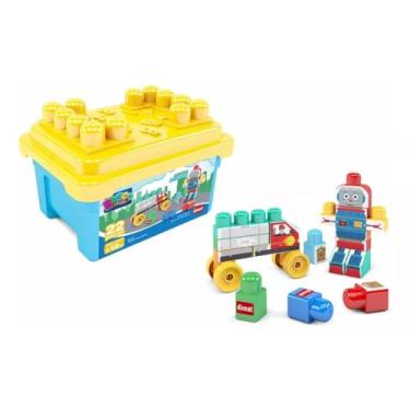 Imagem de Box Robô da Blocolândia - Conjunto de Construção de Robô com 22 Peças e Adesivos, Caixa Plástica com Tampa de Encaixe, Estimula Criatividade e Habilidades Motoras, Brinquedo Educativo e Divertido