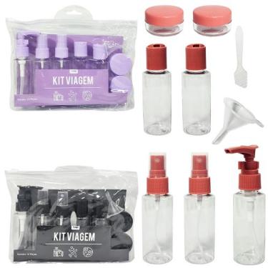 Imagem de Kit frasco de plastico para viagem + mini pote porta creme + funil e e