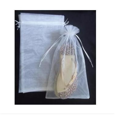 Imagem de Saquinho de organza  20x30 - Branco - chinelo 50 Unidades - OKABOX