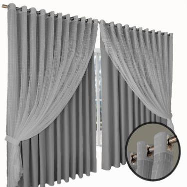 Imagem de cortina para quarto e sala blecaute Jade 8,00 x 2,90 cinza
