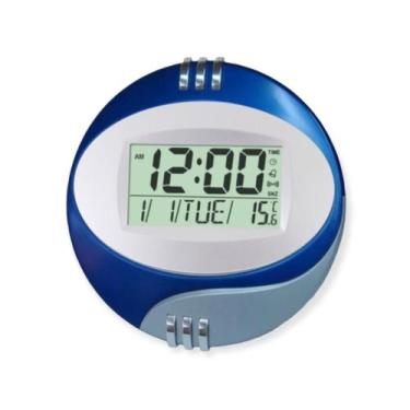 Imagem de Relógio redondo digital LCD de mesa ou de parede com despertador tempe
