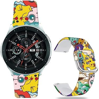 Imagem de Hepsun Pulseiras de dinossauro Pikac de 22 mm compatíveis com Samsung Galaxy Watch de 46 mm/Watch 3 de 45 mm/Gear S3 Frontier/Classic/Pebble Time/Garmin Vivoactive 4/Fossil Q/TicWatch Pro 2020/3 GPS