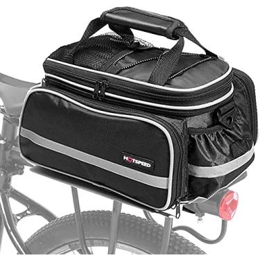 Imagem de Homa Bolsa para porta-malas do banco traseiro, à prova d'água, multifuncional, bolsa traseira de bicicleta, bagagem, bagagem, bagageiro com capa à prova de chuva (preto)