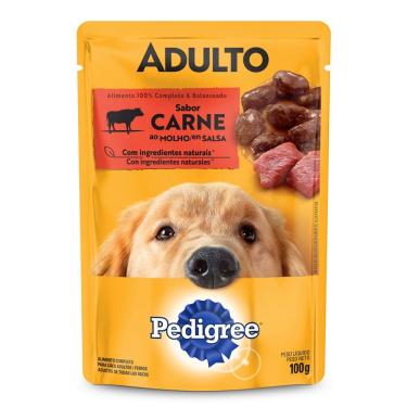 Imagem de Ração Úmida para Cachorro Pedigree Adulto Sabor Carne ao Molho em Sachê 100g