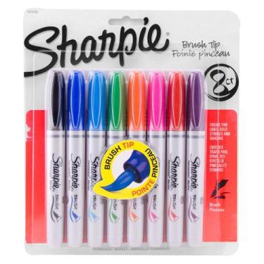 Imagem de Marcador Permanente Sharpie Brush Tip com 8 Cores