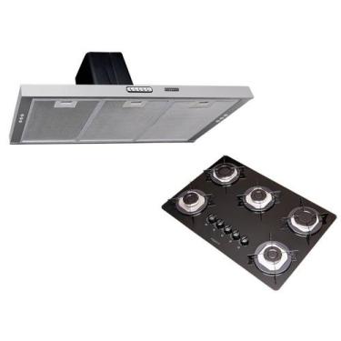 Imagem de Kit Cozinha Fogatti Depurador Slim New Inox 75cm + Cooktop 5 Bocas Mes