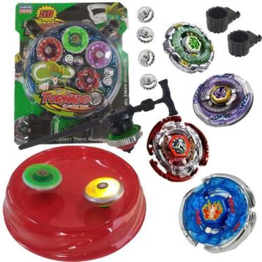 Imagem de Kit 4 Beyblade Metal Ferro + 2 Lançadores + Arena
