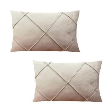 Imagem de Kit 2 Capas para Almofada Drapeada em Veludo Retangular 50x30 com Ench