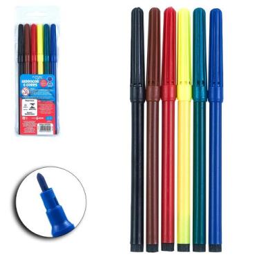 Imagem de Caneta hidrografica / hidrocor futuro escolar com 6 pecas