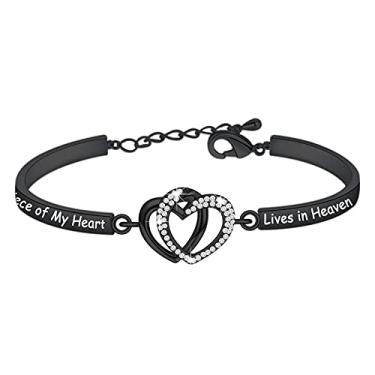 Imagem de FAADBUK Memorial Jewelry Loss Gift A Piece of My Heart Lives In Heaven Pulseira In Memory of Loved Son Daughter Sympathy Gift, Large, Metal, Cobre