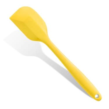 Imagem de Espátula de borracha amarela para uso na cozinha, espátulas de silicone de 27 cm para cozinhar, resistente ao calor, espátula de cozinha pequena flexível para cozinha antiaderente