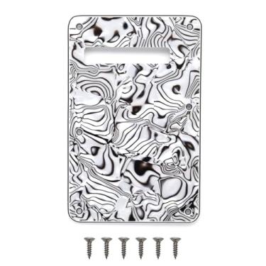 Imagem de Placa traseira de guitarra com 6 furos Strat Tremolo para Fender USA/Mexican Standard Stratocaster (concha preta e branca)