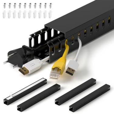 Imagem de Raceway profissional de gerenciamento de cabos de rack de servidor de 160 cm (4 x C 15,17 cm), pista de pista de cabos de 1,4 x L 1,15 cm, pista de cabos com ranhura aberta de PVC eletricamente segura