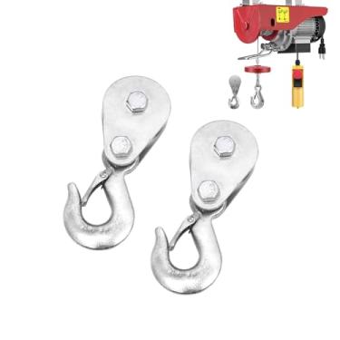 Imagem de Tylulikaty Gancho de polia (1 ton/1 kg) bloco com gancho de polia resistente de bloco de elevação com gancho para cabo de 3/8" de aço de alta resistência rolamento de corda de roda única bloco de guincho (2 peças)