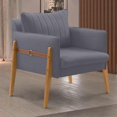 Imagem de Poltrona orion cinto em couro - veludo inca 10 cinza - ROSE ART & DECO