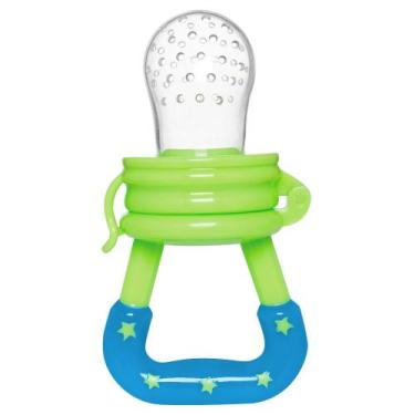 Imagem de Alimentador de silicone p/bebê porta-frutinha c/tampa buba - azul