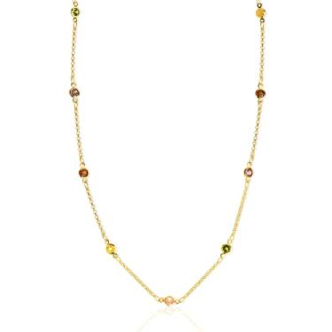 Imagem de Agriajun Colar de pedra do mês de nascimento de ouro para mulheres e meninas - colares delicados de diamante simulado delicado arco-íris doce cristal strass CZ Chian gargantilha presentes para mãe, 16in, Aço inoxidável, Zircônia cúbica