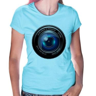 Imagem de Baby Look Lente Câmera - Foca na Moda, Azul bebê, GG