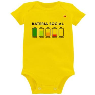 Imagem de Body Bebê Bateria Social - Foca na Moda, Amarelo, G