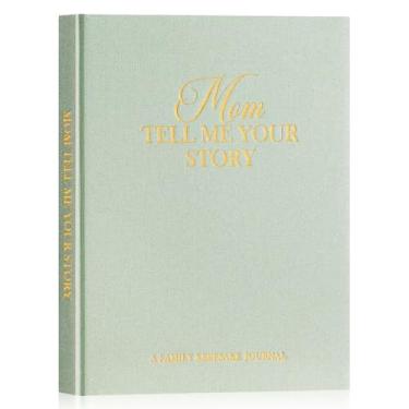 Imagem de Lanpn Livro de histórias de vida da mãe com mais de 270 instruções, diário de lembrança de memória de mãe de capa dura de linho para compartilhar sua vida e amor, presente de aniversário e Natal para