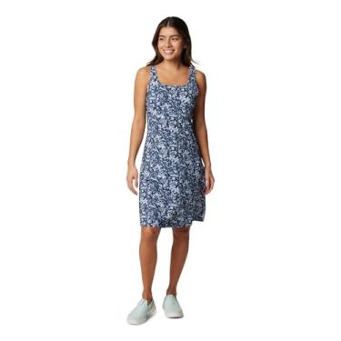 Imagem de Columbia Vestido feminino Freezer III, proteção solar UV, tecido absorvente de umidade, estampa Kona azul-marinho universitário, 1X Plus