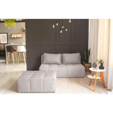 Imagem de Sofá Modular 2 Lugares com Puff Soho Linho Cru