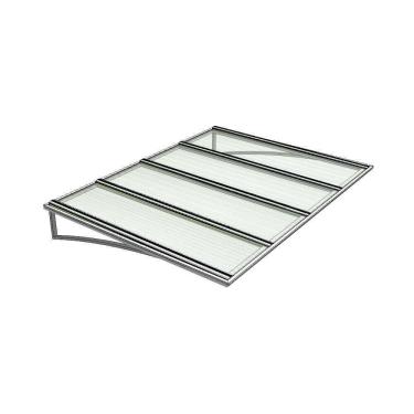 Imagem de Toldo Fixo Policarbonato Alveolar Cristal - 2,50m x 1,00m - Estrutura Branca