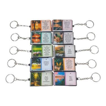 Imagem de Chaveiro Com Salmos Da Bíblia Sortidos Com Argola Com 10 Unidades