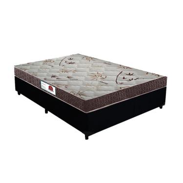 Imagem de Cama Box Casal Colchão Top Line Mola Bonnel + Box Suede Preto Serra Negra 63x138x188