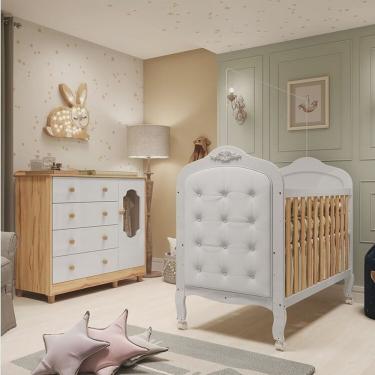 Imagem de Quarto de Bebê Berço com Capitonê e Cômoda 4 Gavetas 100% Mdf Maya Provençal Espresso Móveis