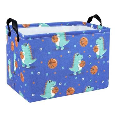 Imagem de BOOHIT Grandes Cestas De Páscoa Dinossauro Para Crianças, Meninos, Azul, Organizador Presentes Personalizado Bebês E Meninas (Bola Basquete Dinossauro)