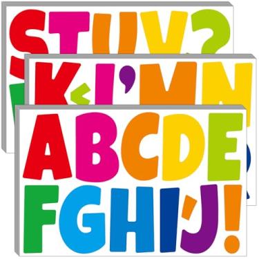 Imagem de Bemeol Conjunto De Letras Para Quadro Avisos Com 18 Folhas 3 Polegadas, Recortadas Do Alfabeto, Pôster Exibição Em Avisos, Sala Aula, Escola, Decoração Casa (Colorido)