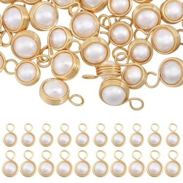 Imagem de CHGCRAFT Pingente de pérola natural de água doce, contas de pérolas naturais brancas com pingente de pérolas envoltas em fio de cobre para fazer joias, brincos, colar, bracele, suprimentos de