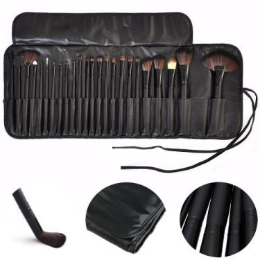 Imagem de Kit de 24 Pincéis Para Maquiagem Profissional com Estojo Preto CBRN104