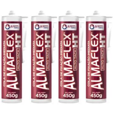 Imagem de Kit 4 Cola de Fixação Imediata Adesivo Espelho Ht400 Alto Tack Almafle
