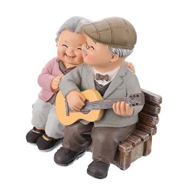 Imagem de BESPORTBLE Estatuetas de casal de idosos apaixonados, figura de casal velho casado, estátua de resina de marido e esposa avós pais figura para casamento aniversário decoração