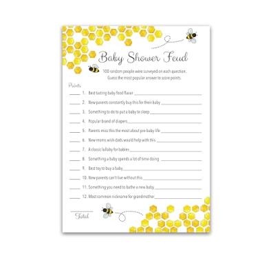 Imagem de Bee Baby Shower FEUD Game — Pack of 25 — Fun Shower Family Feud Games, Mommy to bee Bumble bee Yellow Baby Shower Activity, Honeybee Bumblebee Rustic Gender Neutral Baby Shower Fued Games G620-BSF
