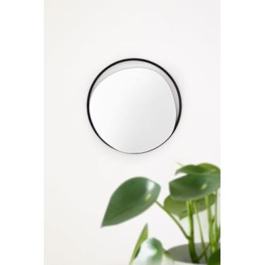 Imagem de Espelho Redondo com Moldura Preta em Metal, Decorativo para Parede