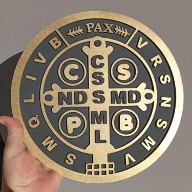 Imagem de Quadro Decorativo Vazado em 3D Medalha Moeda de São Bento 3 Camadas de