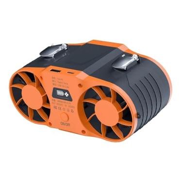 Imagem de IEUDNS Ventilador de cintura recarregável com saídas de ar duplas, leve, versátil, ventilador de resfriamento de baixo ruído, com clipe para acampamento ao