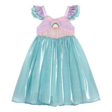 Imagem de Vestido Infantil Princesa Sereia Ariel Festa Fantasia Luxo - Baby Plus