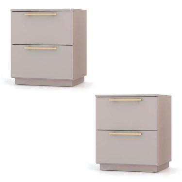 Imagem de Mesa De Cabeceira Com Gavetas Dubai Kit 2 - Vila Rica
