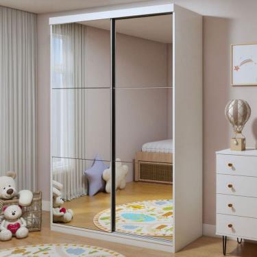 Imagem de Guarda-Roupa Infantil Lumi 2 Portas 2 Gavetas com Espelho Branco - Minastex