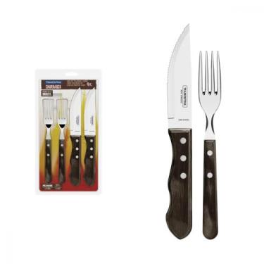 Imagem de Jogo de Talheres Jumbo para Churrasco Tramontina em Aço Inox com Cabo 