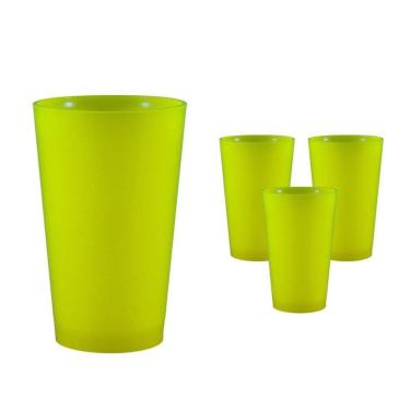 Imagem de Kit 4 Copos Cancun Amarelo Neon 320Ml Plástico Premium
