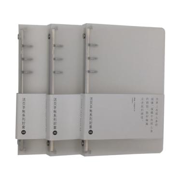 Imagem de A6 PP Capa de fichário de anel redondo recarregável, 6 anéis, protetor de fichário de folhas soltas (3 peças brancas)