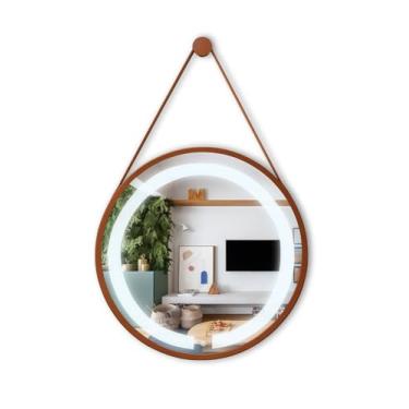 Imagem de ESPELHO ADNET ILUMINADO REDONDO 60CM COBRE C/ALÇA CARAMELO TOUCH LED 6000K