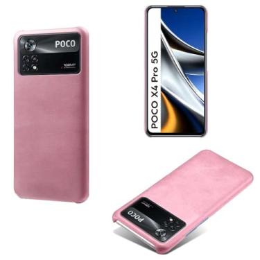 Imagem de Capa para Xiaomi POCO x4 Pro,Proteção contra quedas,Casca de volta de cor sólida simples,Design de couro de imitação de plástico-Pink