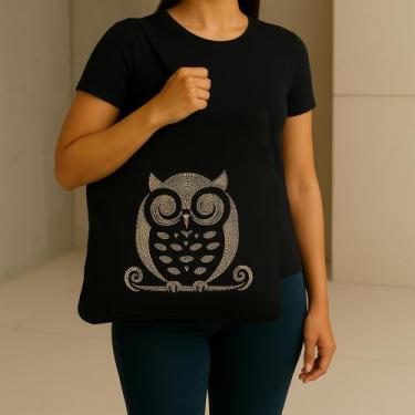 Imagem de Bolsa Coruja Dourada Ecobag Sacola Feminina - DB
