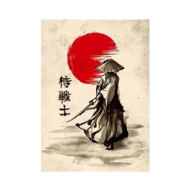 Imagem de Pôsteres De Arte De Parede De Samurai Japonês Moderno, Preto E Branco,